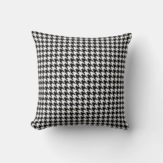 Black and White Houndstooth Throw Pillow (Front)