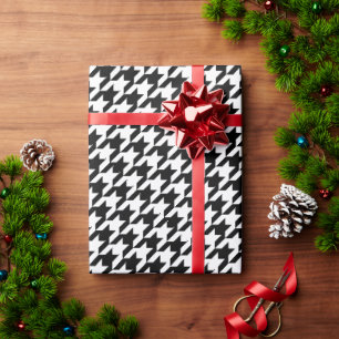 Black and White Houndstooth Wrapping Paper