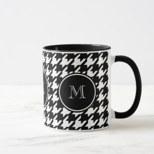 Black and White Houndstooth Your Monogram Mug