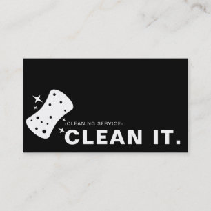 Black and White House Cleaner Cleaning Service Business Card