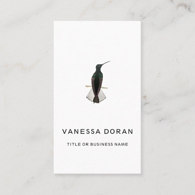 Black and White Hummingbird  Business Card (Front)