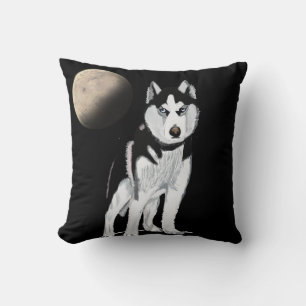 Black and White Husky Dog Cushion