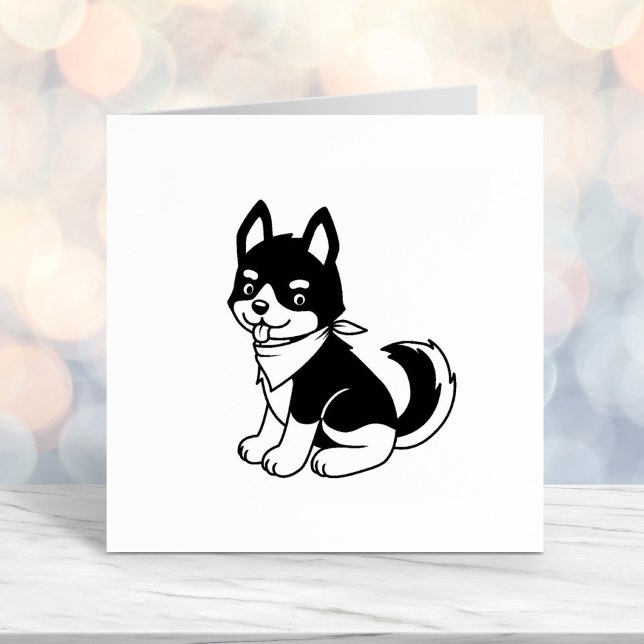 Black and White Husky Puppy Dog Self-inking Stamp (Creator Uploaded)