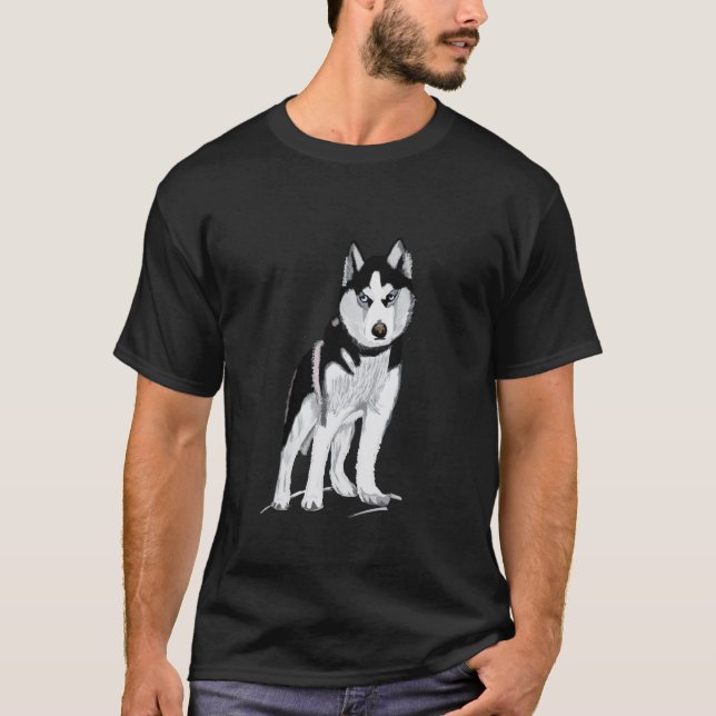 Black and White Husky T-Shirt (Front)