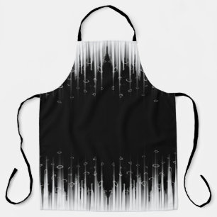 Black And White Hypnotic Circled Line Streaks Art Apron