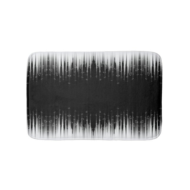 Black And White Hypnotic Circled Line Streaks Art Bath Mat (Front)