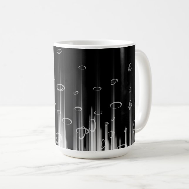 Black And White Hypnotic Circled Line Streaks Art Coffee Mug (Front Right)