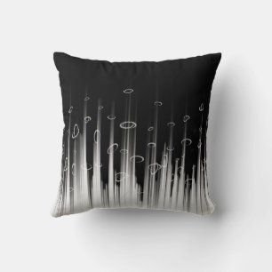 Black And White Hypnotic Circled Line Streaks Art Cushion