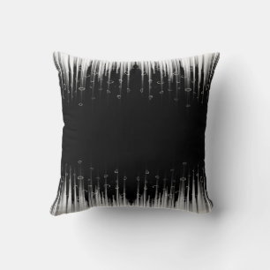 Black And White Hypnotic Circled Line Streaks Art Cushion