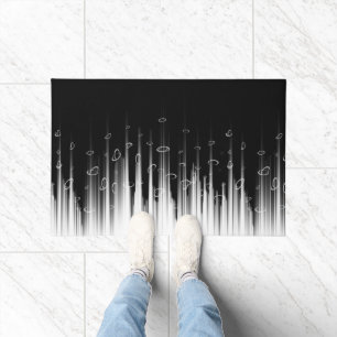 Black And White Hypnotic Circled Line Streaks Art Doormat