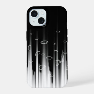 Black And White Hypnotic Circled Line Streaks Art iPhone 15 Case
