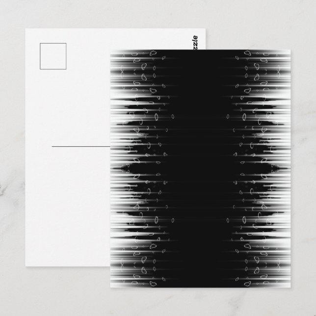 Black And White Hypnotic Circled Line Streaks Art Postcard (Front/Back)
