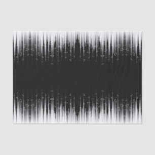 Black And White Hypnotic Circled Line Streaks Art Tissue Paper