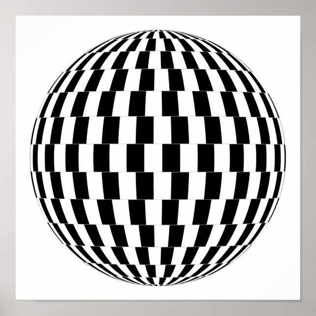 Black and White Hypnotic Disco Ball Poster (Front)