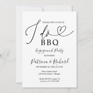Black And White I DO BBQ Engagement Party Announcement