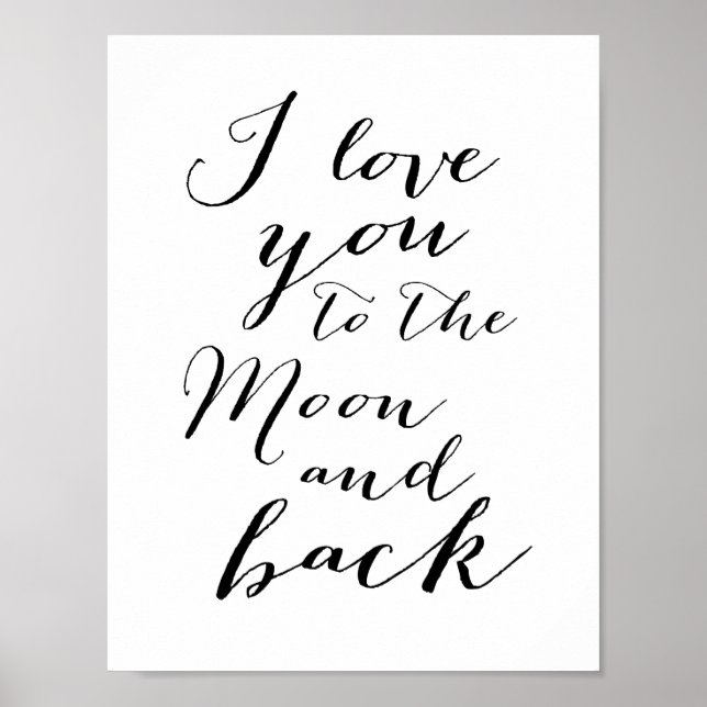 Black And White I love you Poster Print 8.5x11 (Front)