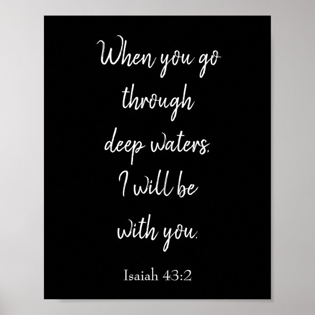 Black and White  I will be with you Bible Quote Poster (Front)