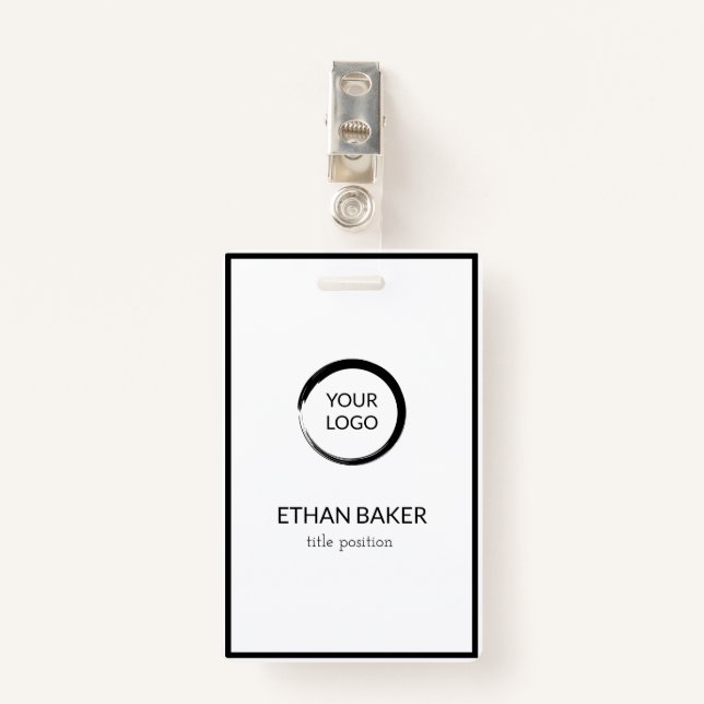 Black And White ID Badge (Front with Clip)