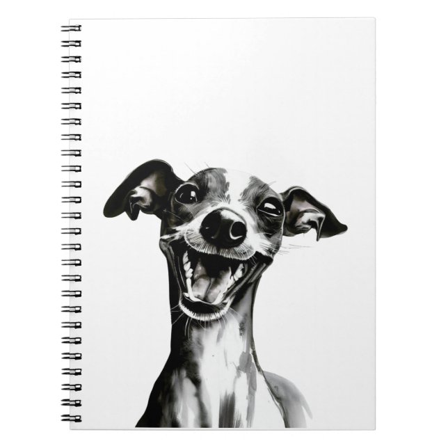 Black and white Iggy | Cute Italian Greyhound Notebook (Front)