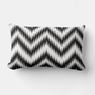 BLACK AND WHITE IKAT CHEVRON PATTERN PILLOW