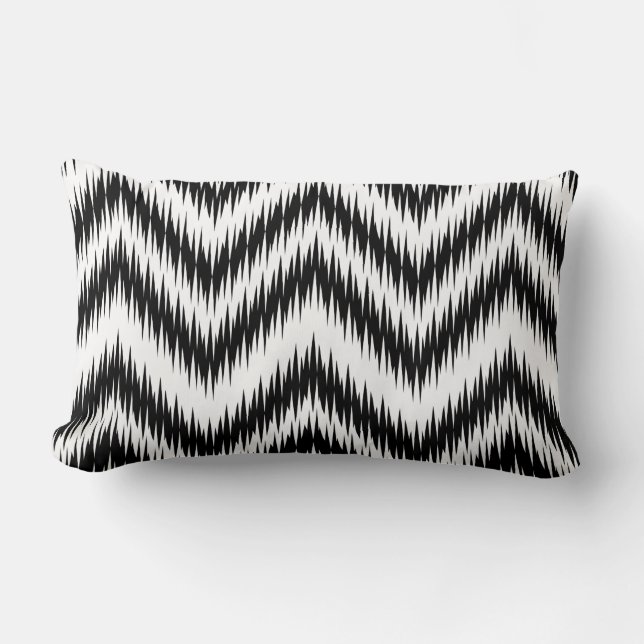 BLACK AND WHITE IKAT CHEVRON PATTERN PILLOW (Front)