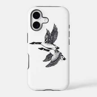 Black and white illustration of Canada Geese