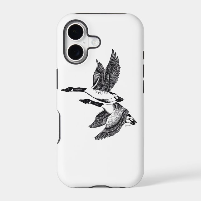 Black and white illustration of Canada Geese (Back)