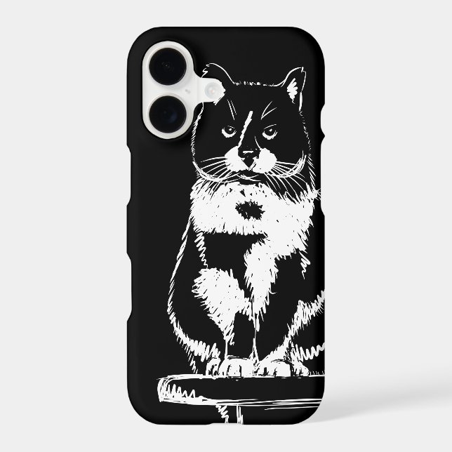 Black and white illustration of Cat (Back)