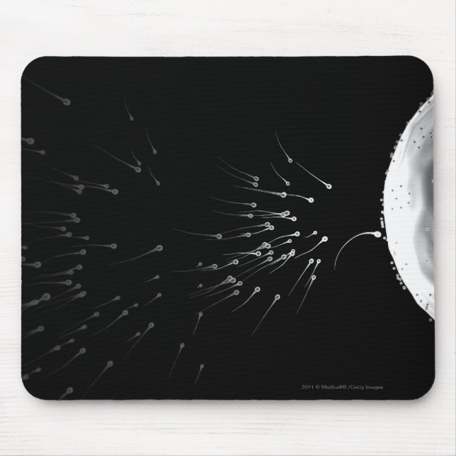 Black and white illustration of fertilisation mouse pad (Front)