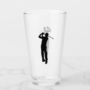 Black and White Image of a Golfer Glass