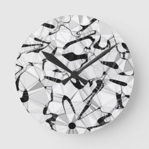 Black and White in Motion Round Clock