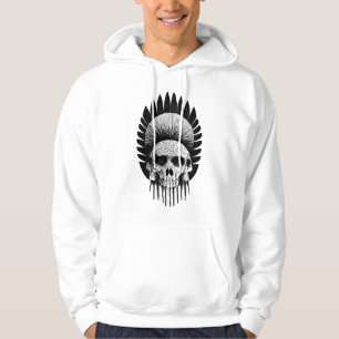Black And White Indian Skull Hoodie