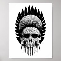 Black And White Indian Skull