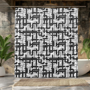 Black and White Industrial Design Shower Curtain