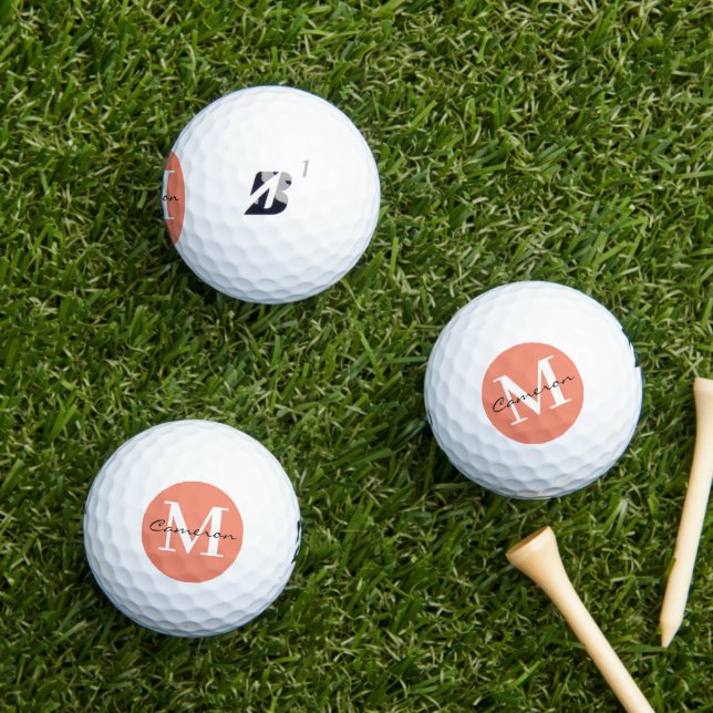  Black and White Initial and Name Personalised Golf Balls (Insitu Grass)