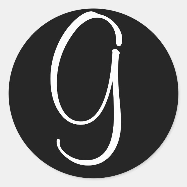 Black and White Initial G - Customise - Customised Classic Round Sticker (Front)