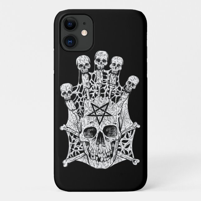 Black and White Ink Drawing Skulls Case-Mate iPhone Case (Back)