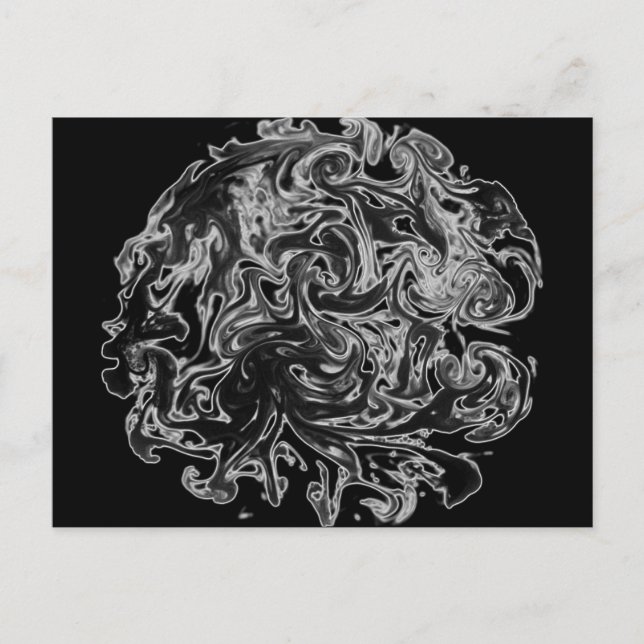 Black and White Ink Swirl Postcard (Front)