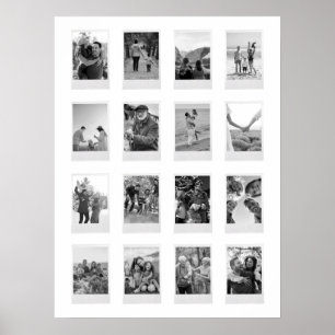 Black and White Instant Film 16 Photo Collage Poster