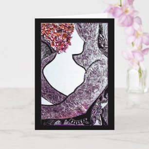 Black and white Interracial couple hugging artwork Card