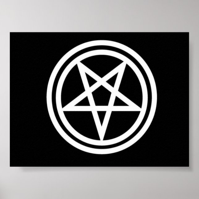 Black and white inverted pentagram poster, med. poster (Front)