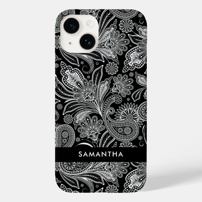 Black and White Islamic Motive  Paisley Pattern Case-Mate iPhone Case (Back)