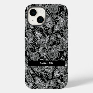 Black and White Islamic Motive Paisley Pattern iPhone 14 Case