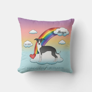 Black And White Italian Greyhound Rainbow Memorial Cushion