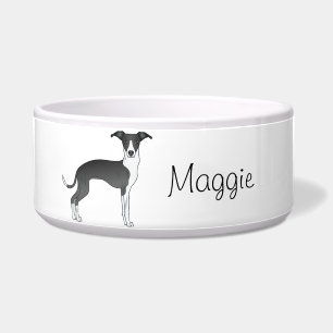 Black And White Italian Greyhound With Custom Name