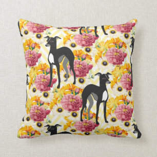 Black and White Italian Greyhounds or Whippets Cushion