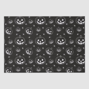 Black and White Jack-O' Lanterns Black Halloween Tissue Paper