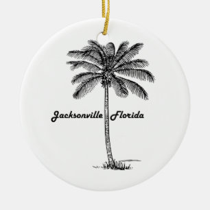 Black and White Jacksonville & Palm design Ceramic Ornament