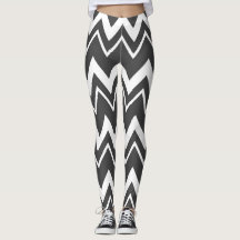 Black And White Jagged Pattern Leggings