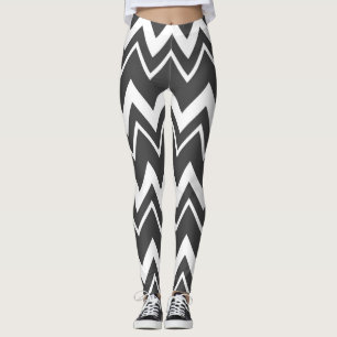 Black And White Jagged Pattern Leggings